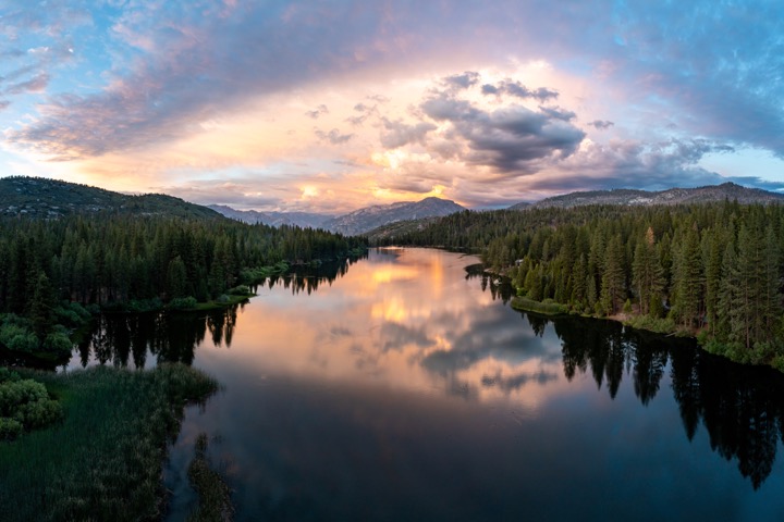 Hume Lake at sunset.